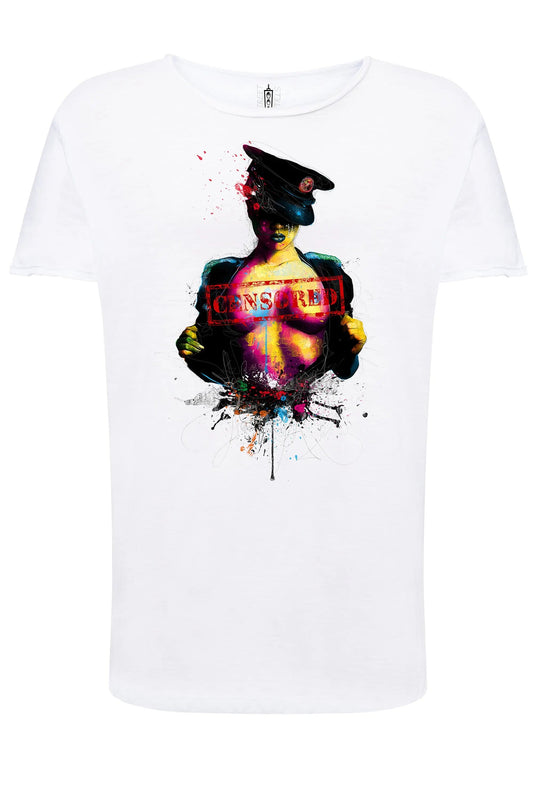 Censored Color Artistico Stilizzato 18-20-44 T-shirt Urban Slub Men Uomo 100% Cotone Fiammato JK-1