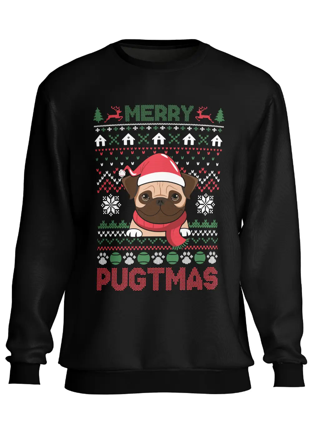 Felpa a Girocollo Natalizia Cane Merry Pugtmas-0
